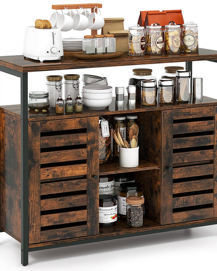 Giantex Buffet Cabinet, Kitchen Sideboard with 2 Storage Cupboards, Open Shelves, 2 Cubes, Anti-Tipping Kits