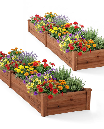 GIANTEX 95" Wooden Raised Garden Bed, Rectangular Planter Box(95” x 24” x 10”)