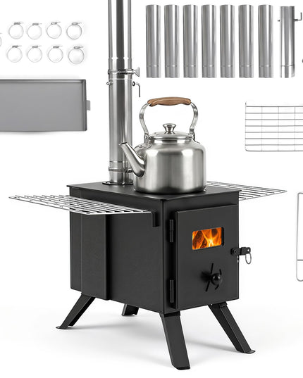 GIANTEX Hot Tent Stove | 8.4 ft Wood Burning Stove with Ash Tray