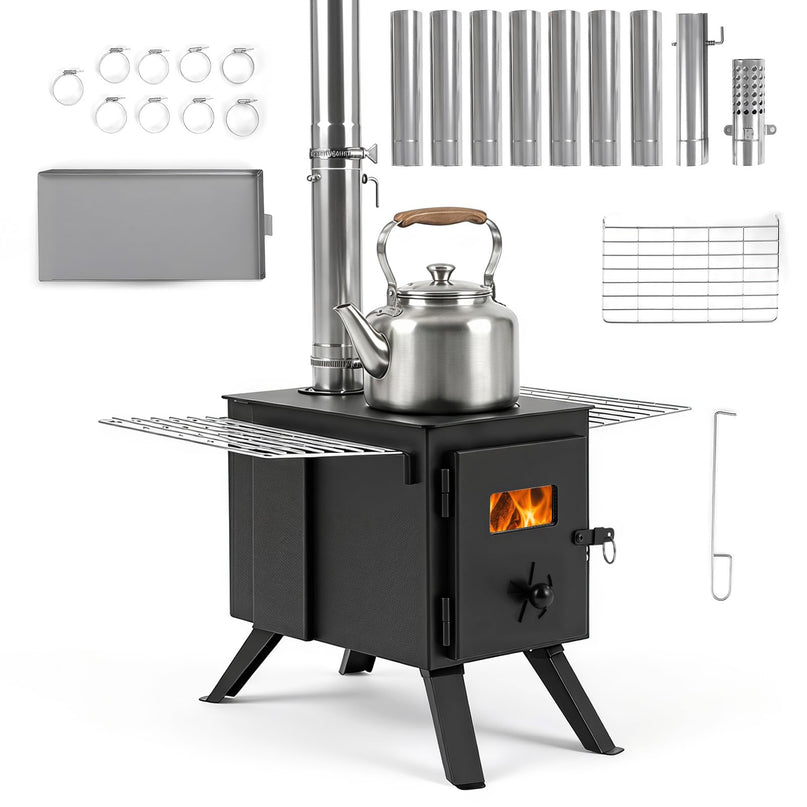 GIANTEX Hot Tent Stove | 8.4 ft Wood Burning Stove with Ash Tray