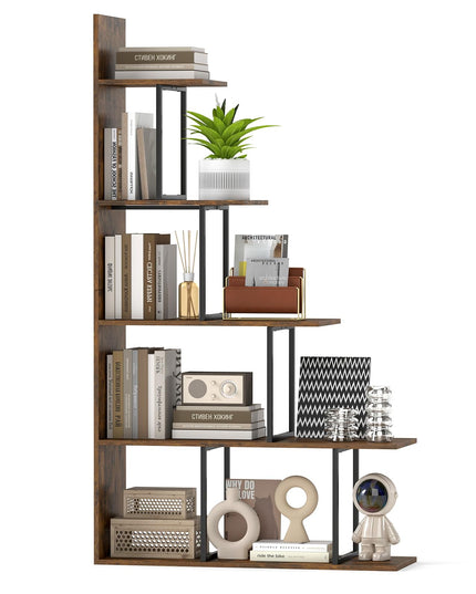 Giantex 62" Tall Ladder Corner Bookcase | Stable Metal Support