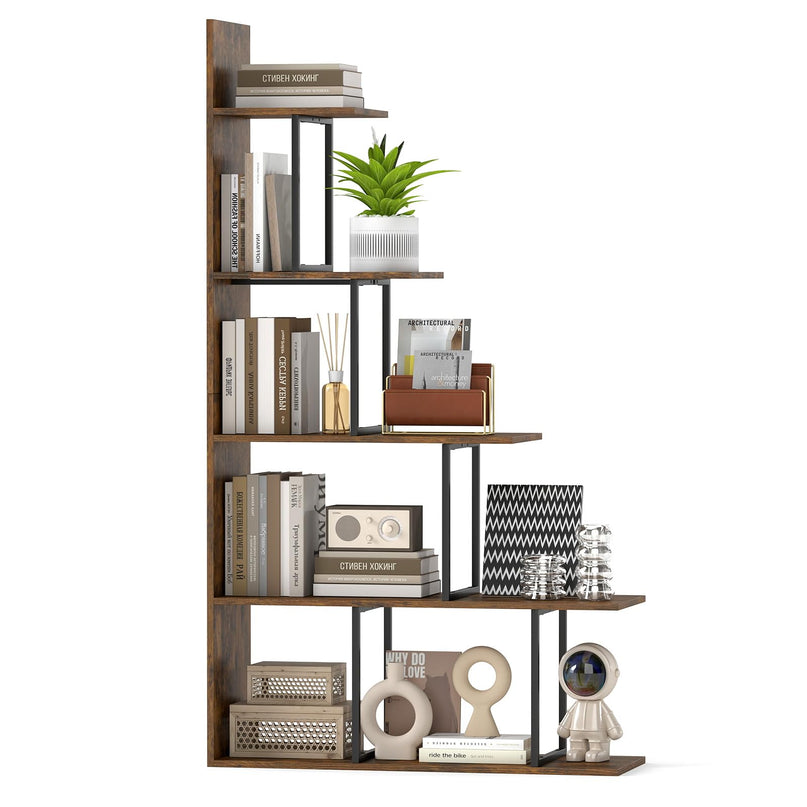 Giantex 62" Tall Ladder Corner Bookcase | Stable Metal Support