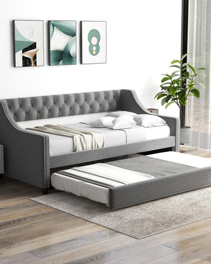 Giantex Upholstered Twin Daybed with Trundle