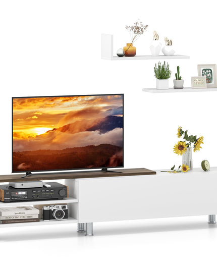 Giantex 80 Inch TV Stand and 2 Floating Shelves Set