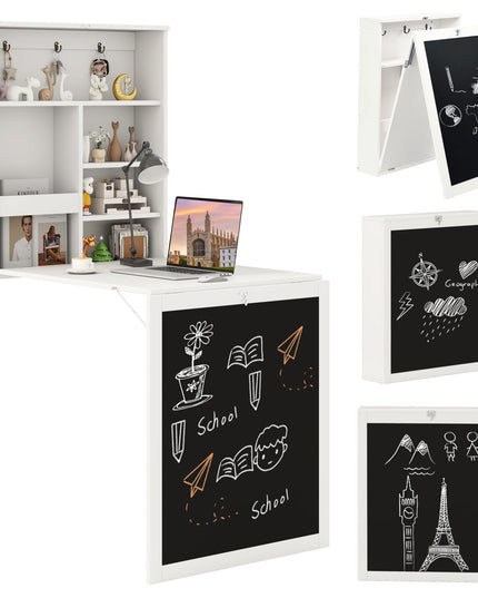 Giantex Foldable Wall-Mounted Desk with Chalkboard