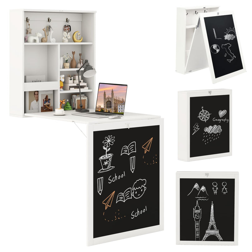 Giantex Foldable Wall-Mounted Desk with Chalkboard