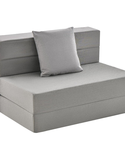 Giantex 6 Inch Folding Sofa Bed Couch with Pillow, Tri-fold Mattress with High-Density Foam, Dark Grey