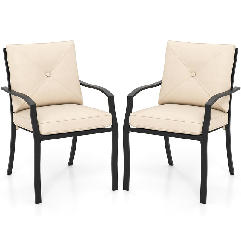 Giantex 2 Pieces Patio Chairs, Outdoor Lawn Chairs with Removable Cushions