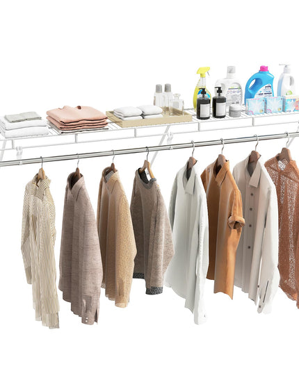 Étagère de placard Giantex avec tringle à vêtements 4/6 pi Kit de rayonnages en fil métallique à fixation murale