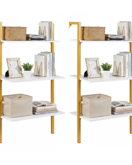Giantex Ladder Shelf 3-Tier Wood Wall Mounted Bookshelf(1/2)