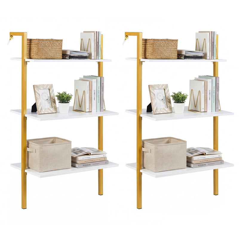 Giantex Ladder Shelf 3-Tier Wood Wall Mounted Bookshelf(1/2)