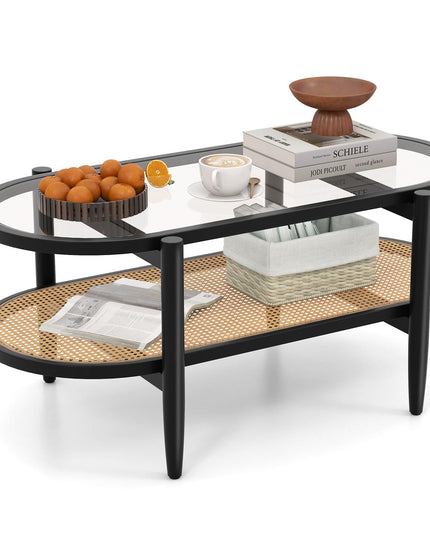 Giantex Boho Rattan Coffee Table