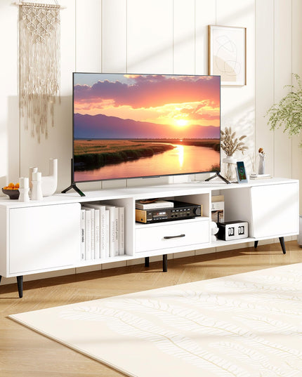Giantex 79" White TV Stand with Power Outlets