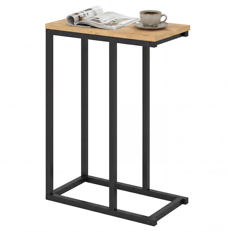 Table d'appoint en C Giantex avec cadre métallique et plateau spacieux, lot de 1/2