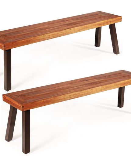 Giantex Set of 2 Outdoor Bench, Acacia Wood Patio Seating (2)