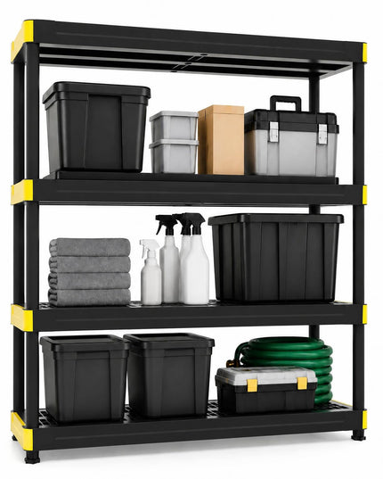 GIANTEX 4-Tier Freestanding Plastic Storage Shelf with Anti-Tipping Kit & Adjustable Feet