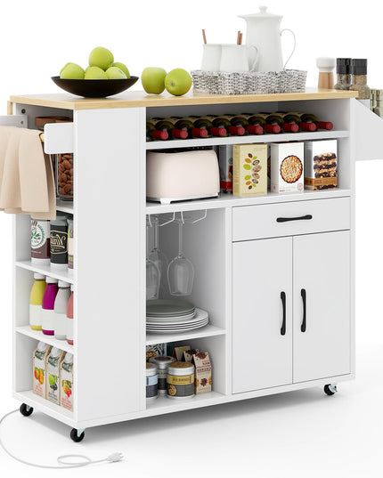 Giantex Rolling Kitchen Island Cart w/Drop Leaf