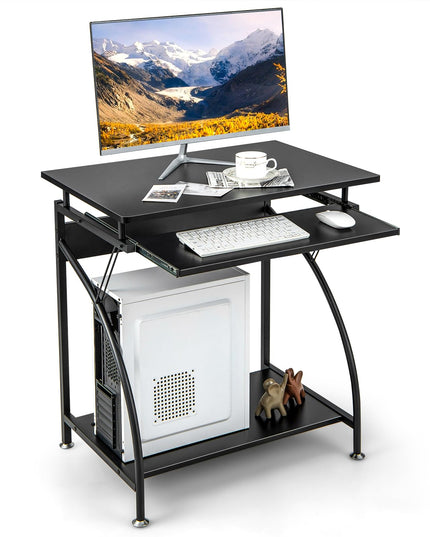Giantex Computer Desk for Small Spaces, 27.5" Laptop Table with Pull-Out Keyboard Tray & Bottom Storage Shelf