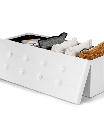 Giantex 45" Folding Storage Ottoman Bench, Faux Leather