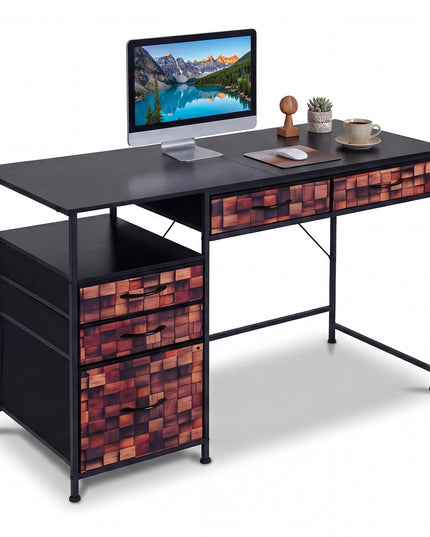 Giantex 120 CM Home Office Desk with Fabric Drawer and Shelf