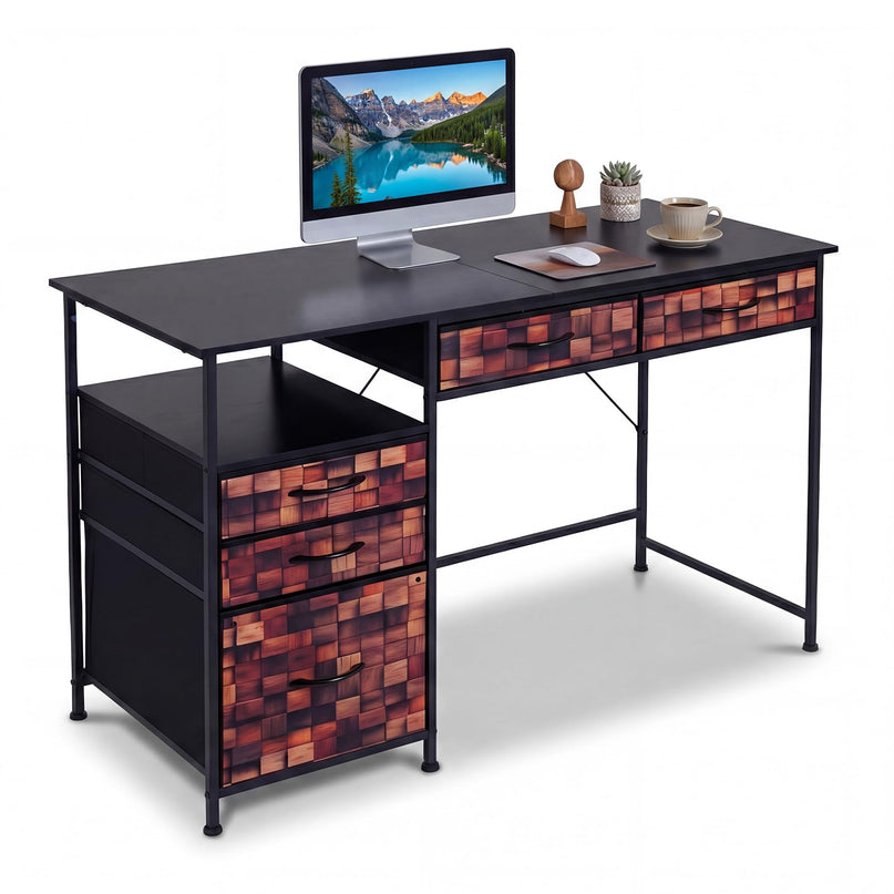 Giantex 120 CM Home Office Desk with Fabric Drawer and Shelf