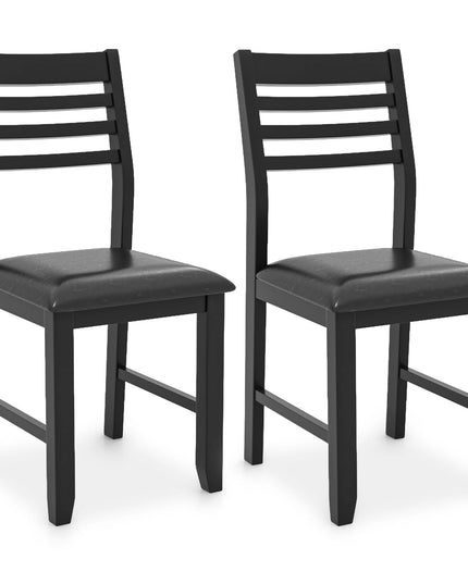 Giantex Dining Chairs Black, Faux Leather Upholstered Kitchen Chairs w/Padded Seat & Ladder Back