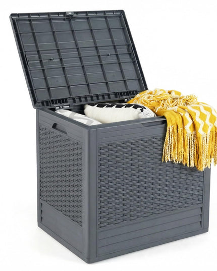 Giantex 25 Gallon Outdoor Storage Box with Rattan Patterns & Lockable Lid