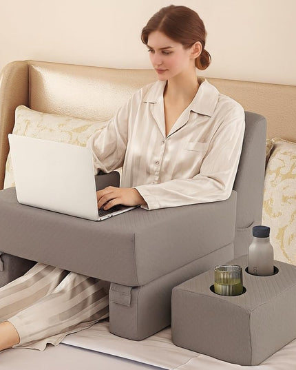 Giantex Reading Pillow with Back Arm Rest & Cup Holder for Adult