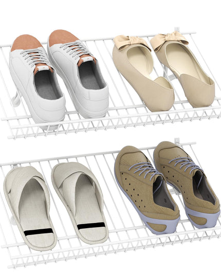 Giantex Wall Mounted Shoe Rack Set of 2 24" Metal Wire Storage Shelf