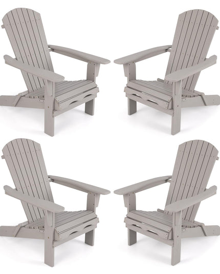 Giantex Foldable Adirondack Chair Set of 1/2/4 - Folding Front Porch Chairs with High Back, Wide Armrests, 400 LBS Max Load