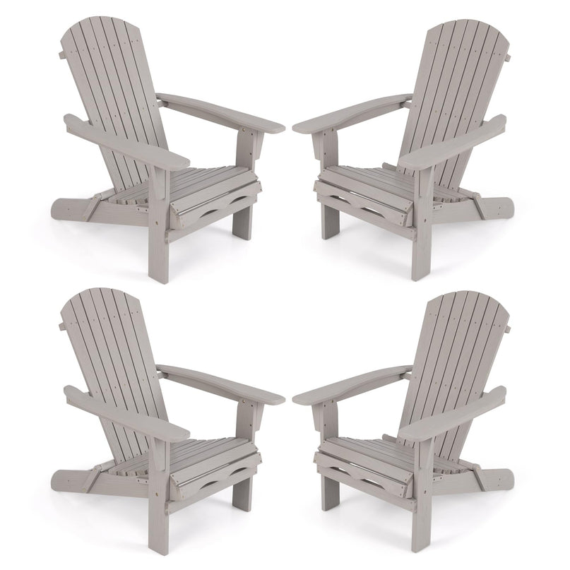 Giantex Foldable Adirondack Chair Set of 1/2/4 - Folding Front Porch Chairs with High Back, Wide Armrests, 400 LBS Max Load