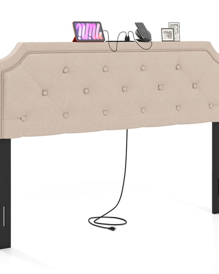 Giantex Headboard with Charging Station Queen/Full Size(Diamond Tufting with Charging)