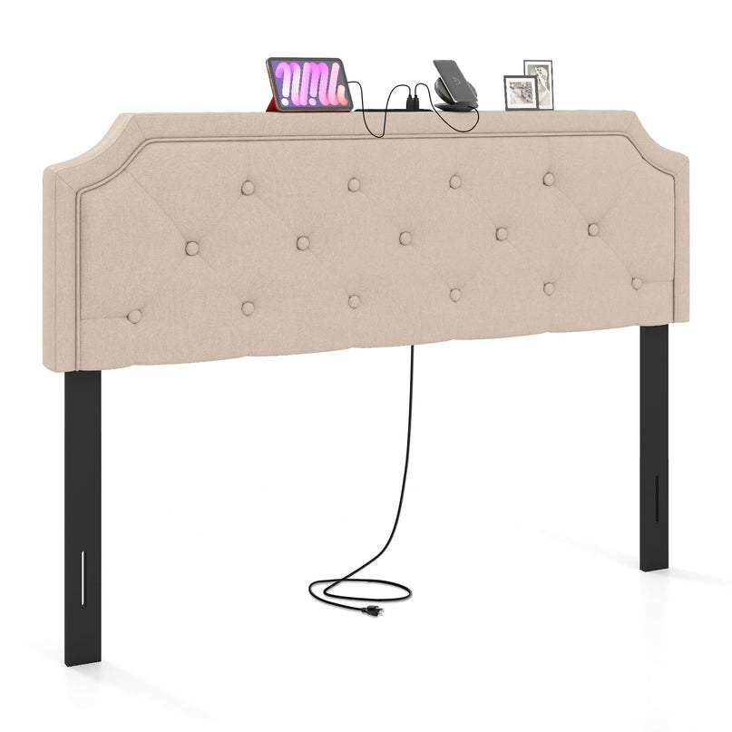 Tête de lit Giantex avec station de charge Grand lit/lit double (capitonnage à losanges avec station de charge)