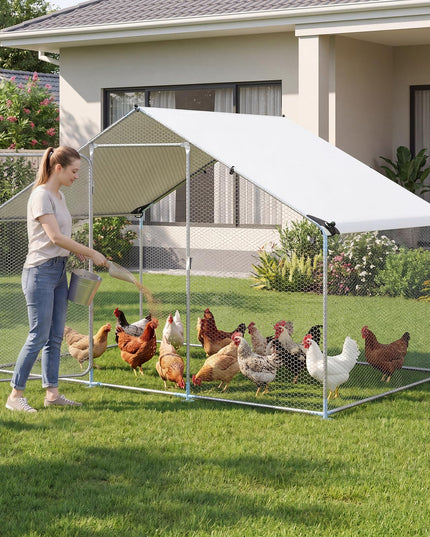 Giantex 9.8 x 6.7 x 6.6 FT Large Metal Chicken Coop with Waterproof Cover