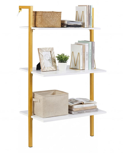 Giantex Ladder Shelf 3-Tier Wood Wall Mounted Bookshelf(1/2)