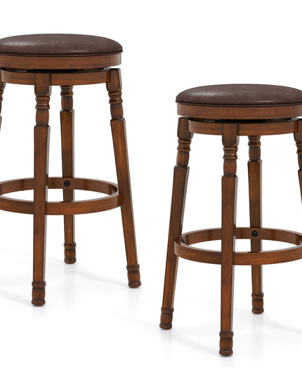 Giantex 29" Bar Height Swivel Bar Stools with Faux Leather Padded Seat & Footrests