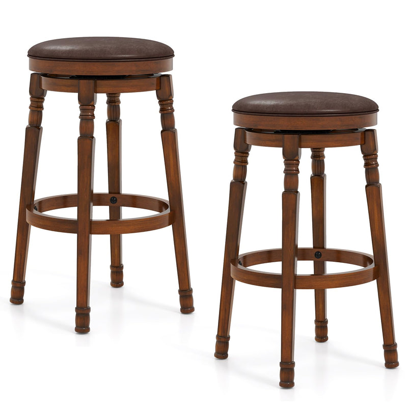 Giantex 29" Bar Height Swivel Bar Stools with Faux Leather Padded Seat & Footrests