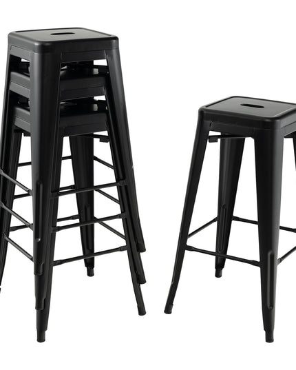 Giantex Metal Backless Bar Stools Set of 4, 30" Bar Height Modern Industrial Barstools w/Cut-out Handle