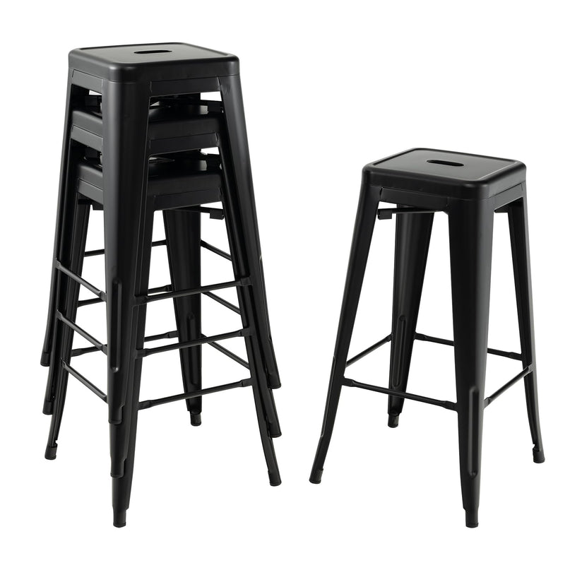 Giantex Metal Backless Bar Stools Set of 4, 30" Bar Height Modern Industrial Barstools w/Cut-out Handle