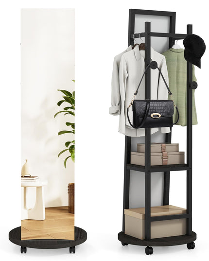 Full Length Mirror with Coat Rack for Bedroom