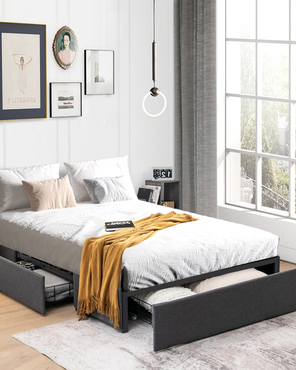 Full Size Platform Bed Frame with 3 Storage Drawers - Giantex