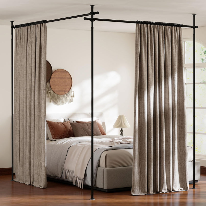 Giantex Room No Drill Divider Curtain Rod | Adjustable 4-10 ft Height & 28-142 in Width