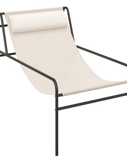 Giantex Patio Sling Lounge Chair, Modern Sling Accent Chair with Removable Headrest Pillow