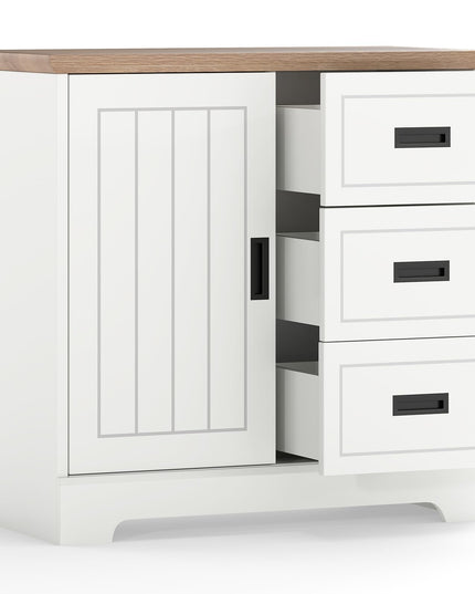Giantex Small Sideboard Buffet Cabinet with Fluted Sliding Door