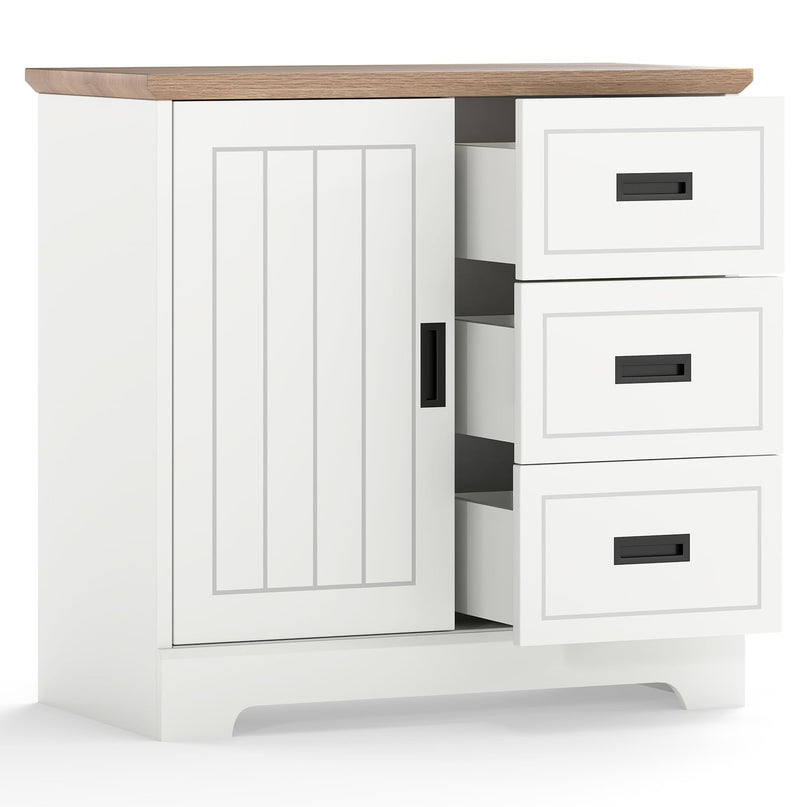 Giantex Small Sideboard Buffet Cabinet with Fluted Sliding Door