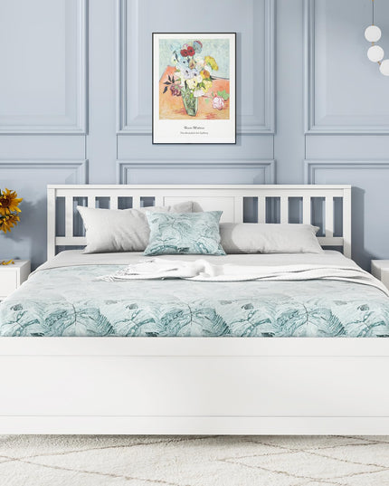 Giantex Solid Wood Platform Bed Frame, Mid Century Full Bed Frame with Headboard