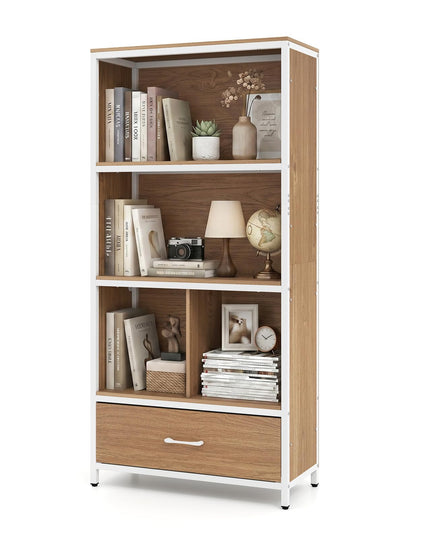 Giantex 56" Tall Bookcase with Drawer 5-Tier Bookshelf