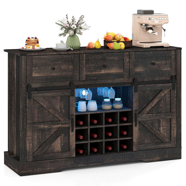 Giantex Wine Bar Cabinet with LED Lights 52" Buffet Sideboard