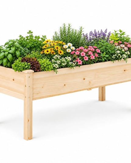 GIANTEX 48" Raised Garden Bed with Drainage Holes & Slotted Corner Posts (1/2)