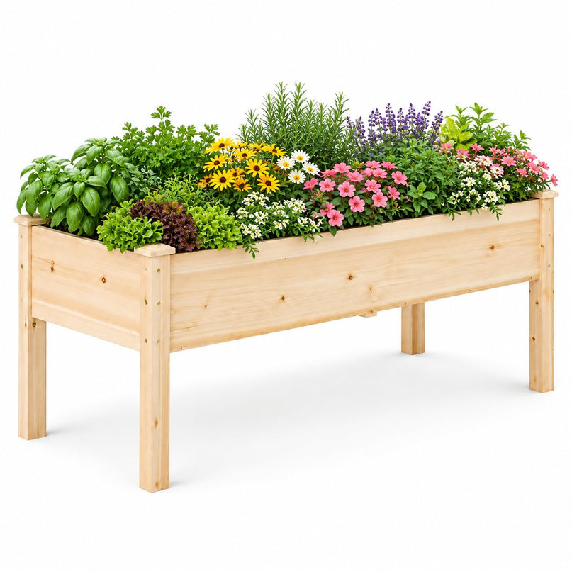 GIANTEX 48" Raised Garden Bed with Drainage Holes & Slotted Corner Posts (1/2)